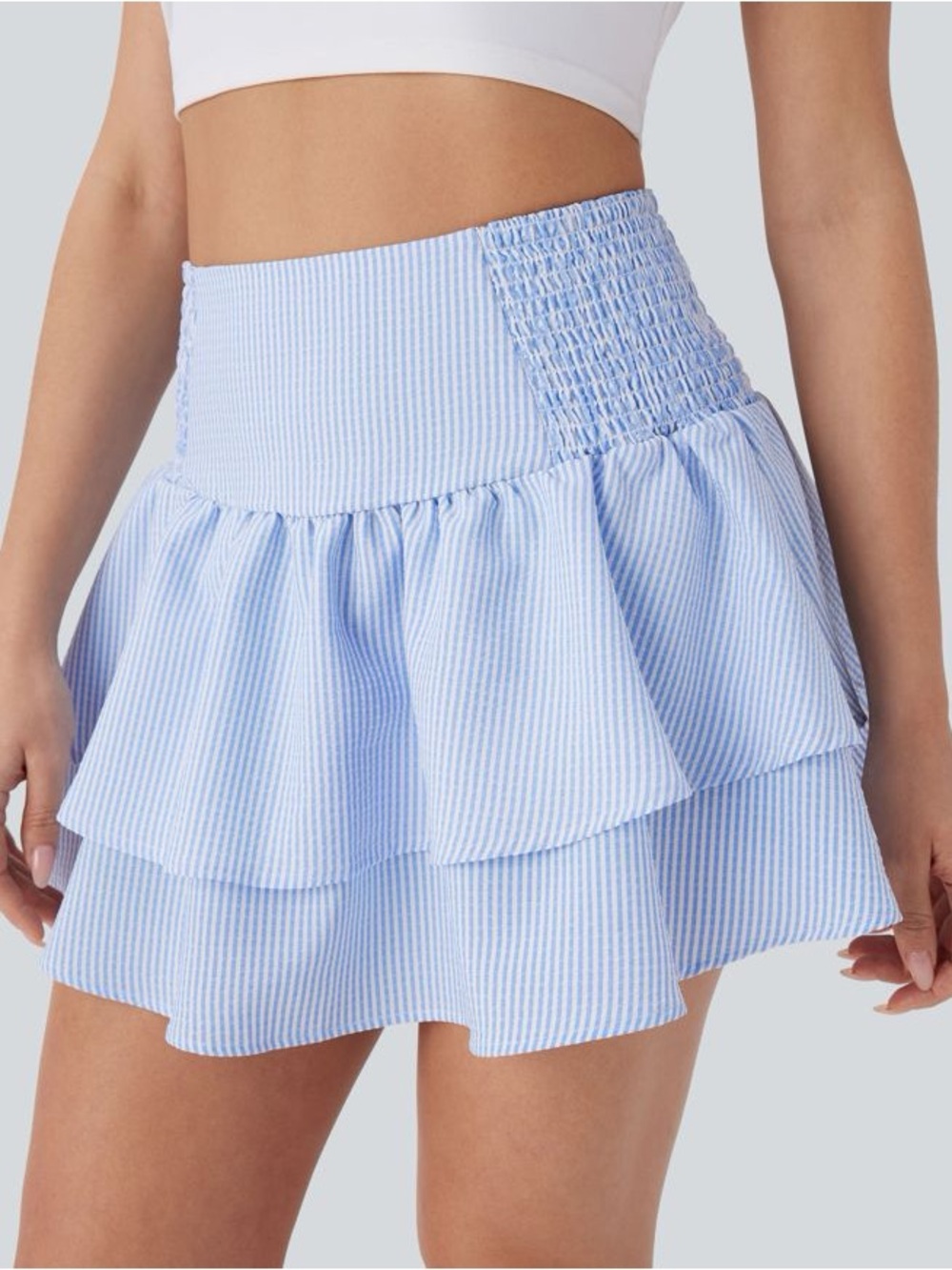 HALARA Blue & White Striped Bow-Back Mini Skirt - Picture 6 of 6